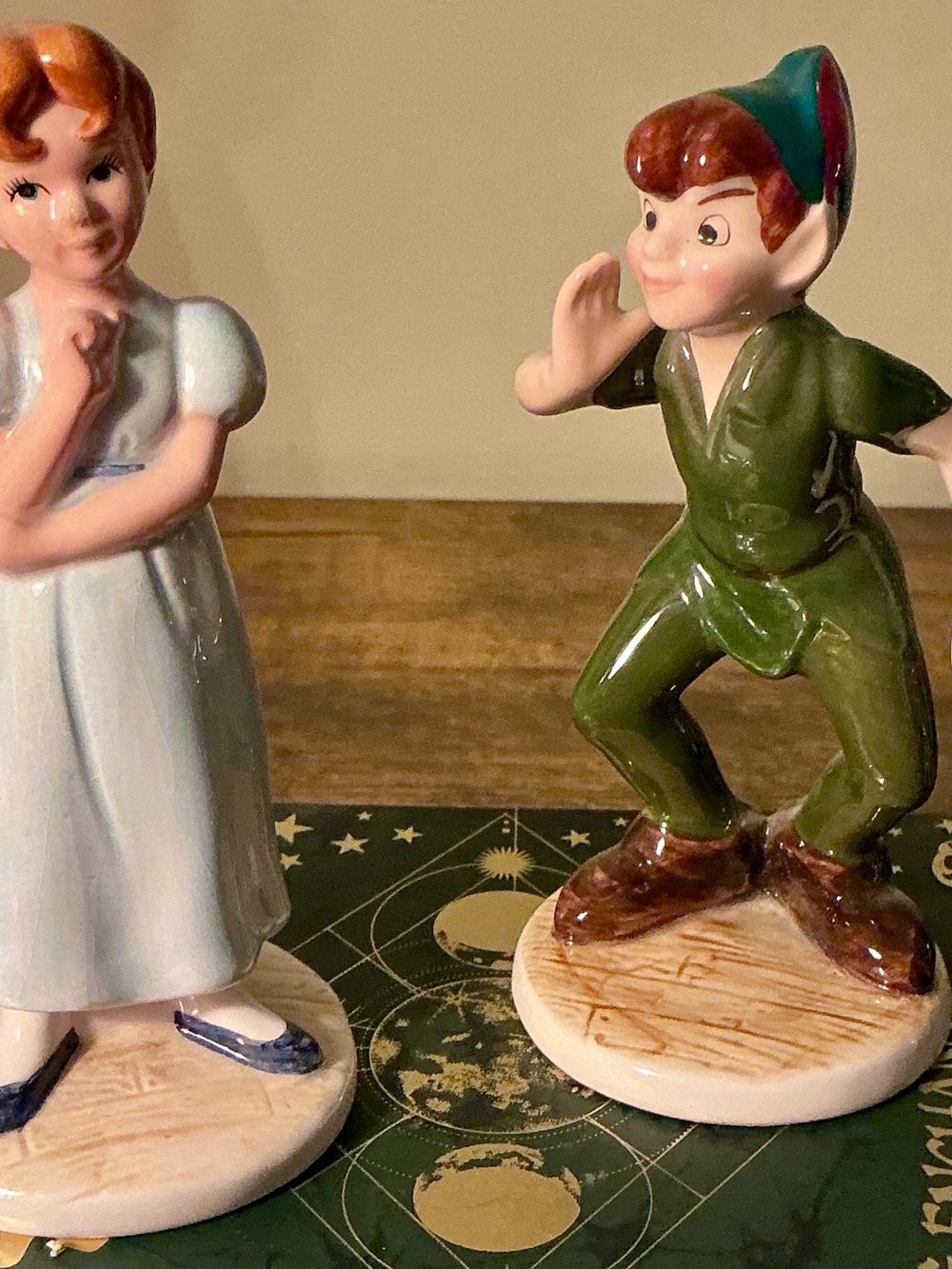 Vintage Disney Ceramic Peter Pan and Wendy Figurines